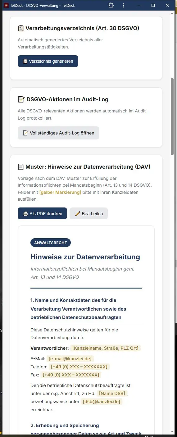 Hinweise zur Datenverarbeitung nach DAV-Muster — als PDF druckbar