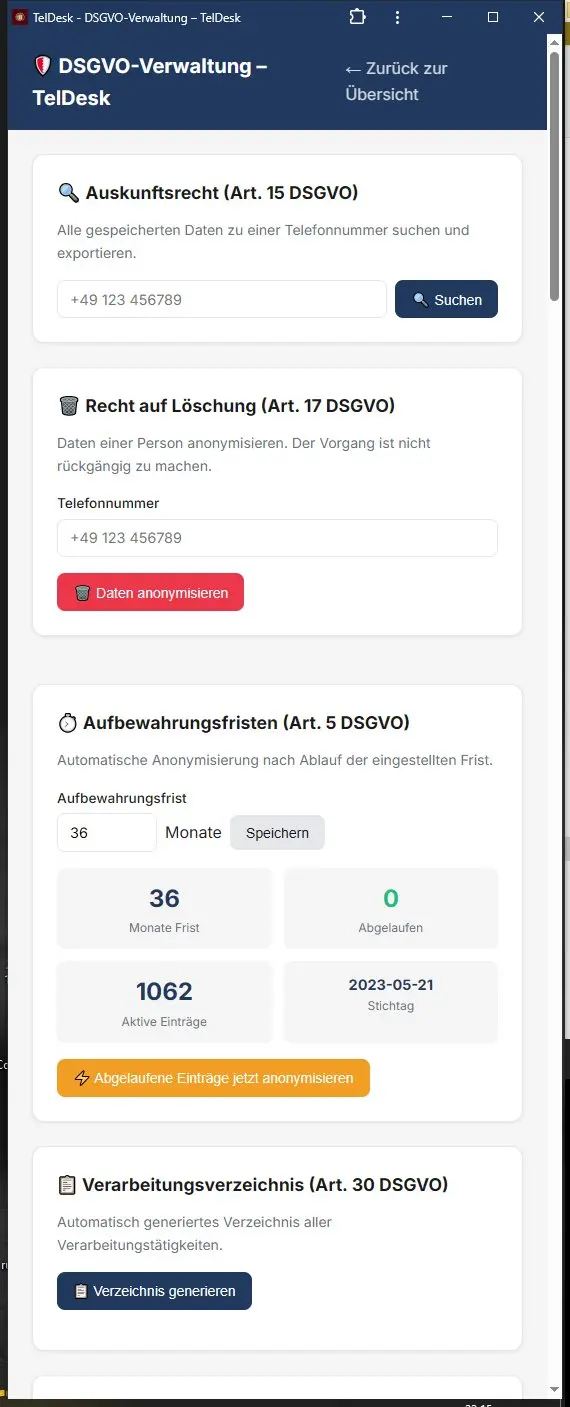 DSGVO-Verwaltung — Auskunftsrecht, Recht auf Löschung, Aufbewahrungsfristen